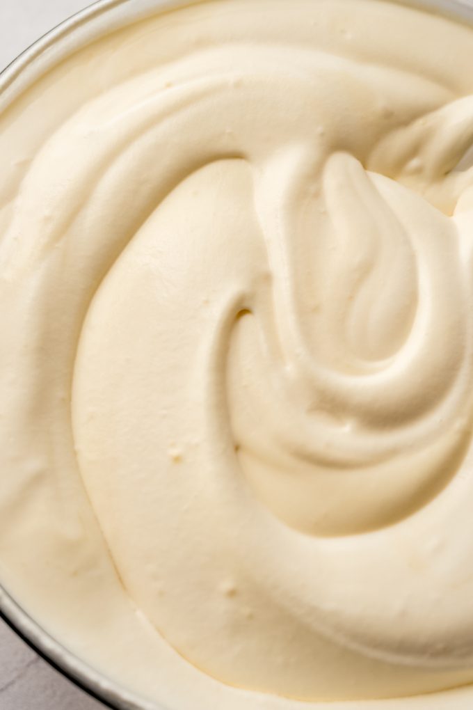The pudding component of banana pudding in a bowl.