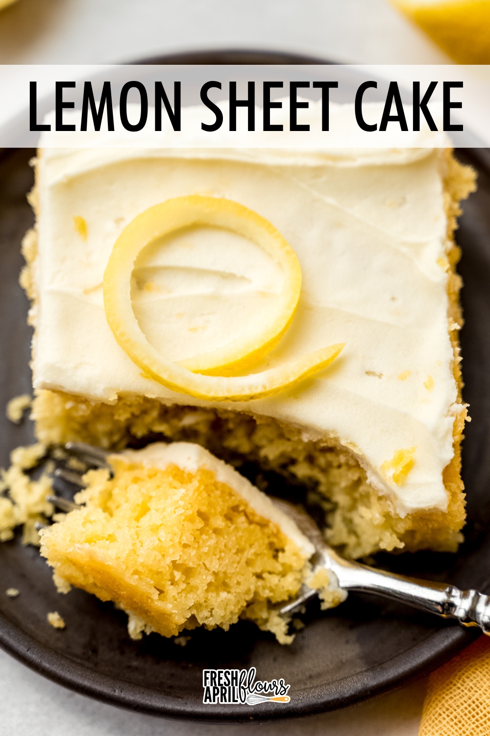 This easy lemon sheet cake is bursting with bright, citrusy flavor from fresh lemon juice and zest in both the fluffy cake and zippy buttercream frosting. This one-layer version of my lemon cake is moist, flavorful, and perfect for feeding a crowd-- no layering or fancy tools required. via @frshaprilflours
