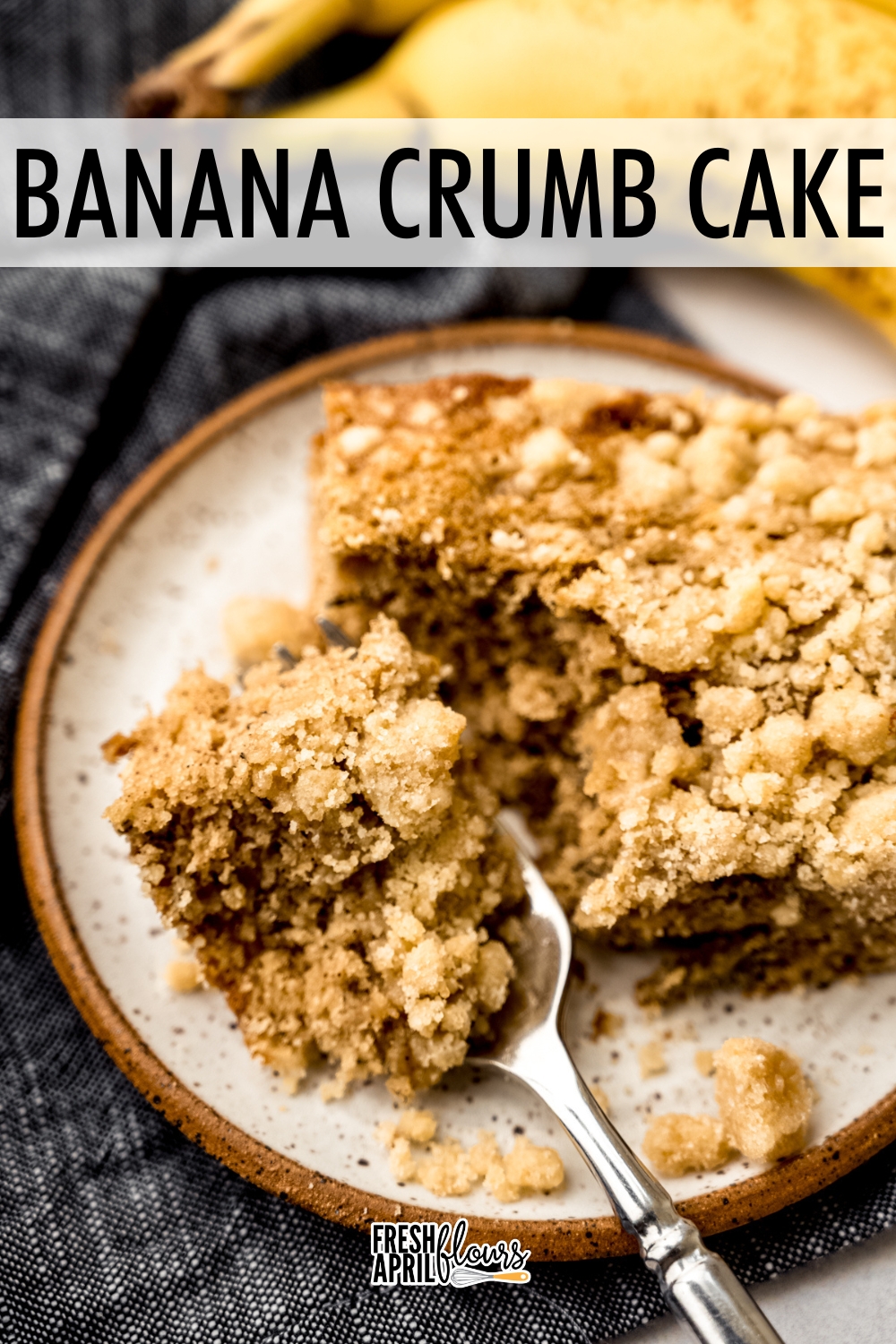 A moist and tender banana cake topped with a fine, sandy crumb. This easy recipe is a spot-on copycat of the beloved (and discontinued) Entenmann’s Banana Crunch Cake. via @frshaprilflours