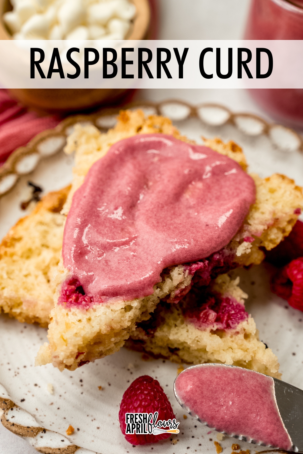 This homemade raspberry curd is creamy, sweet-tart, and packed with real berry flavor and a smooth, buttery texture. via @frshaprilflours