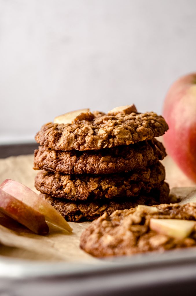 A stack of apple oatmeal cookies.