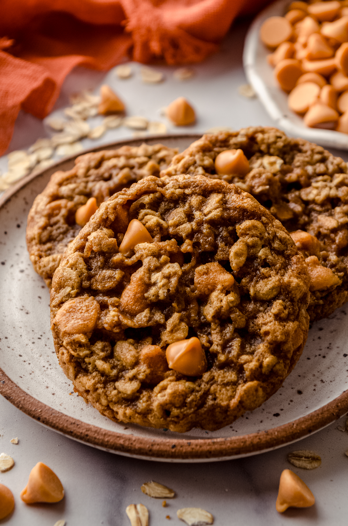 Oatmeal scotchies on a plate.