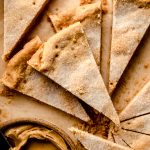 Aerial photo of peanut butter shortbread slices on a surface.