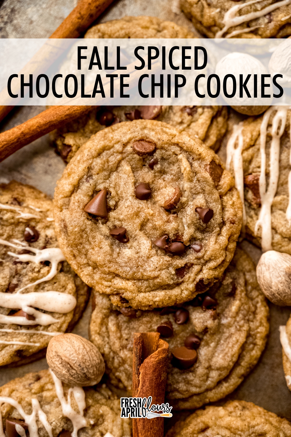 These fall spiced chocolate chip cookies start with the same chewy base as my beloved (and viral!) classic chocolate chip cookies, but add cinnamon, ginger, nutmeg, and cloves for all the autumn vibes. Finish them off with an optional spiced glaze for the ultimate seasonal treat. via @frshaprilflours