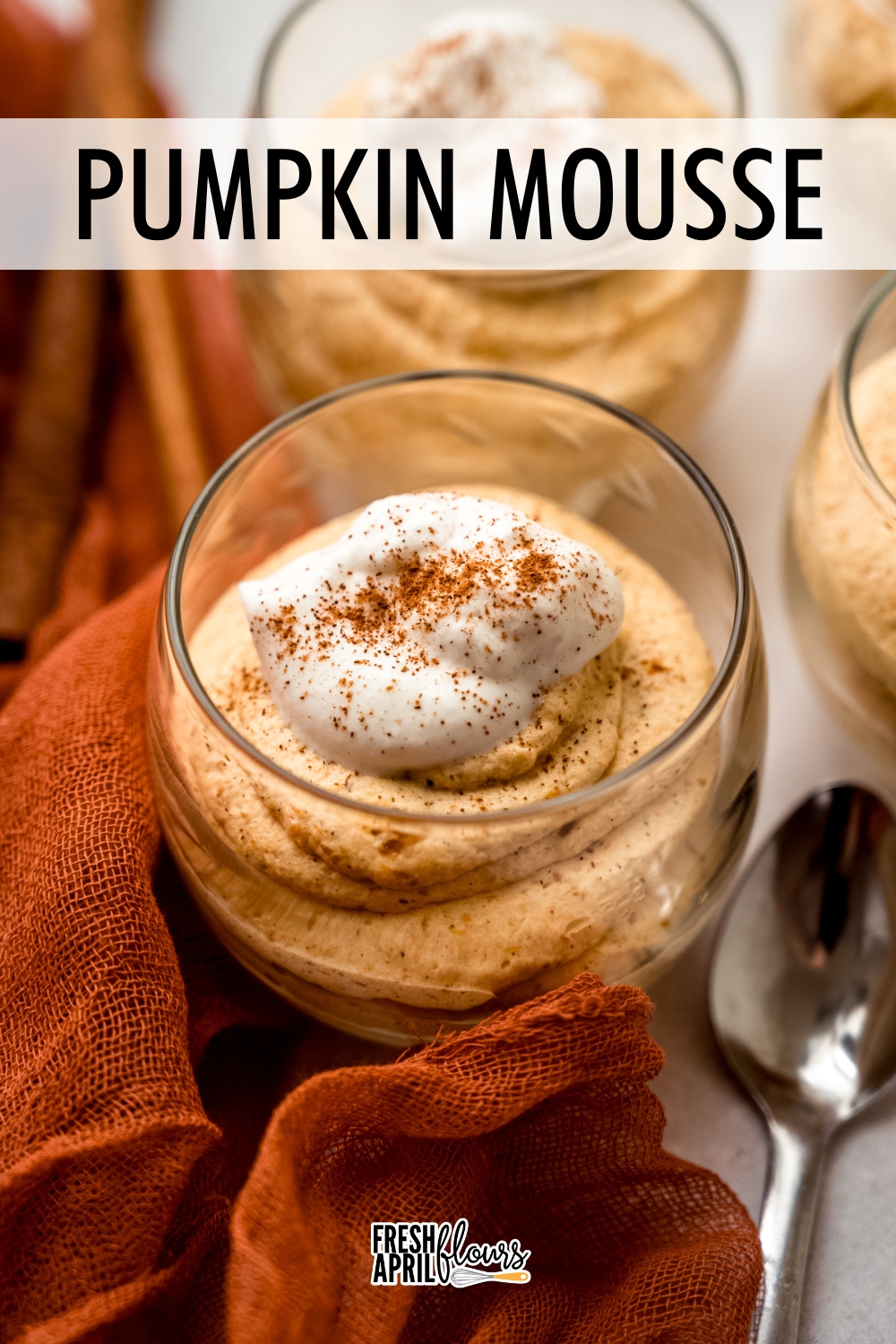 This light and fluffy mousse is made with roasted pumpkin for a rich, concentrated pumpkin flavor. No eggs (and no cooking) required-- just a touch of sweetness and a warm blend of pumpkin pie spice. Top with homemade whipped cream or pumpkin spice whipped cream for the perfect finishing touch. via @frshaprilflours