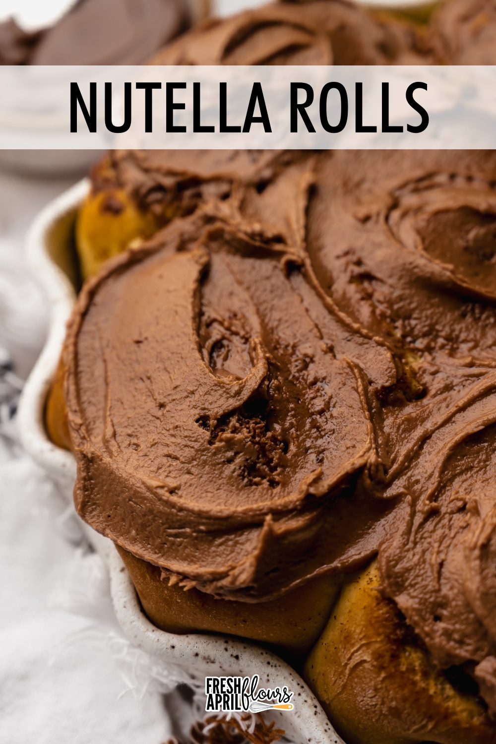 These Nutella cinnamon rolls keep the classic cinnamon swirl you love but swap the butter for Nutella in the filling and load up on it again in the frosting. Fluffy, chocolatey, and irresistibly gooey, they’re a must-bake for any Nutella fan. via @frshaprilflours