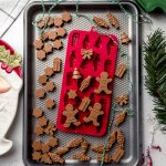Aerial photo of a tray of peanut butter meltaways on a baking sheet.