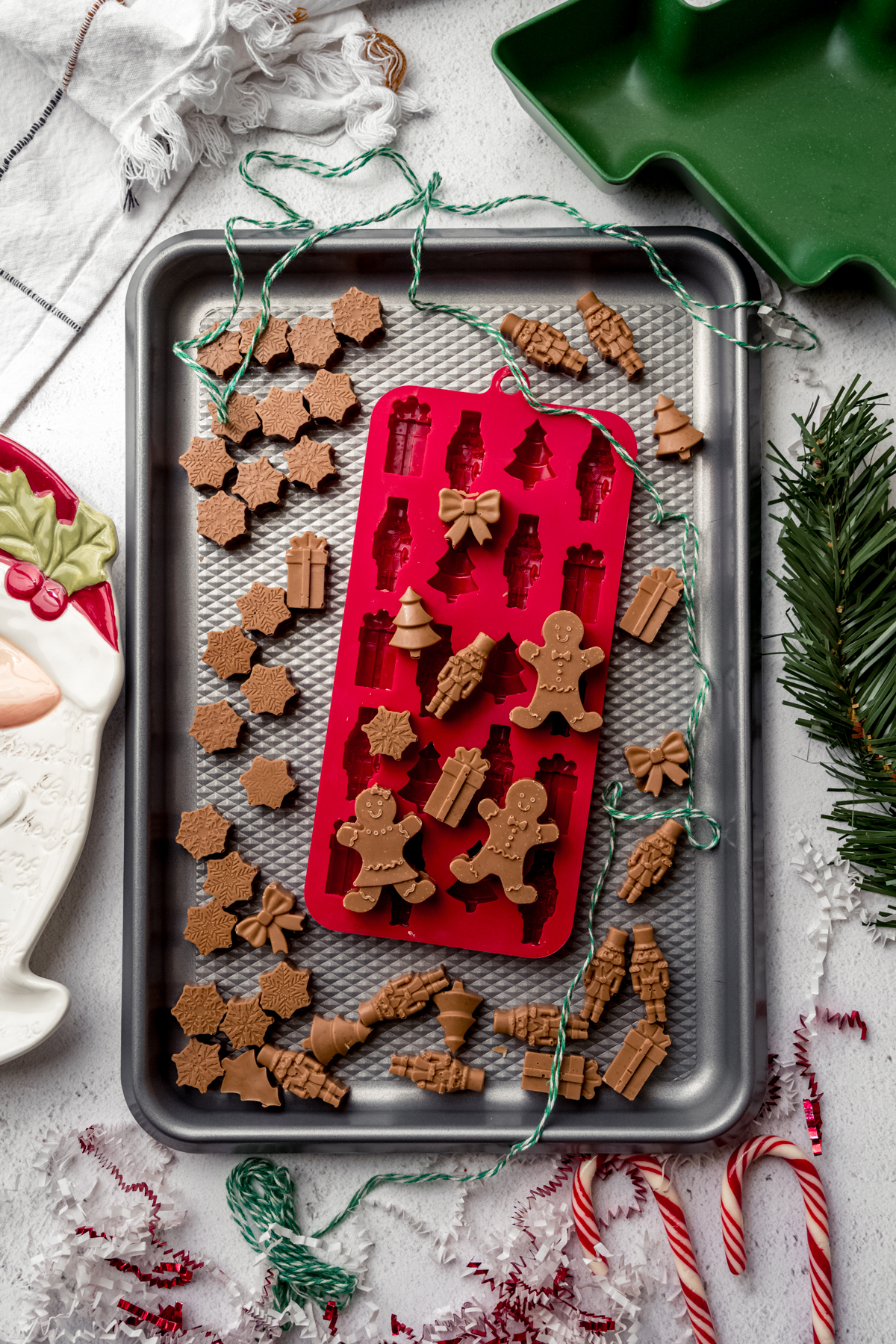Aerial photo of a tray of peanut butter meltaways on a baking sheet.