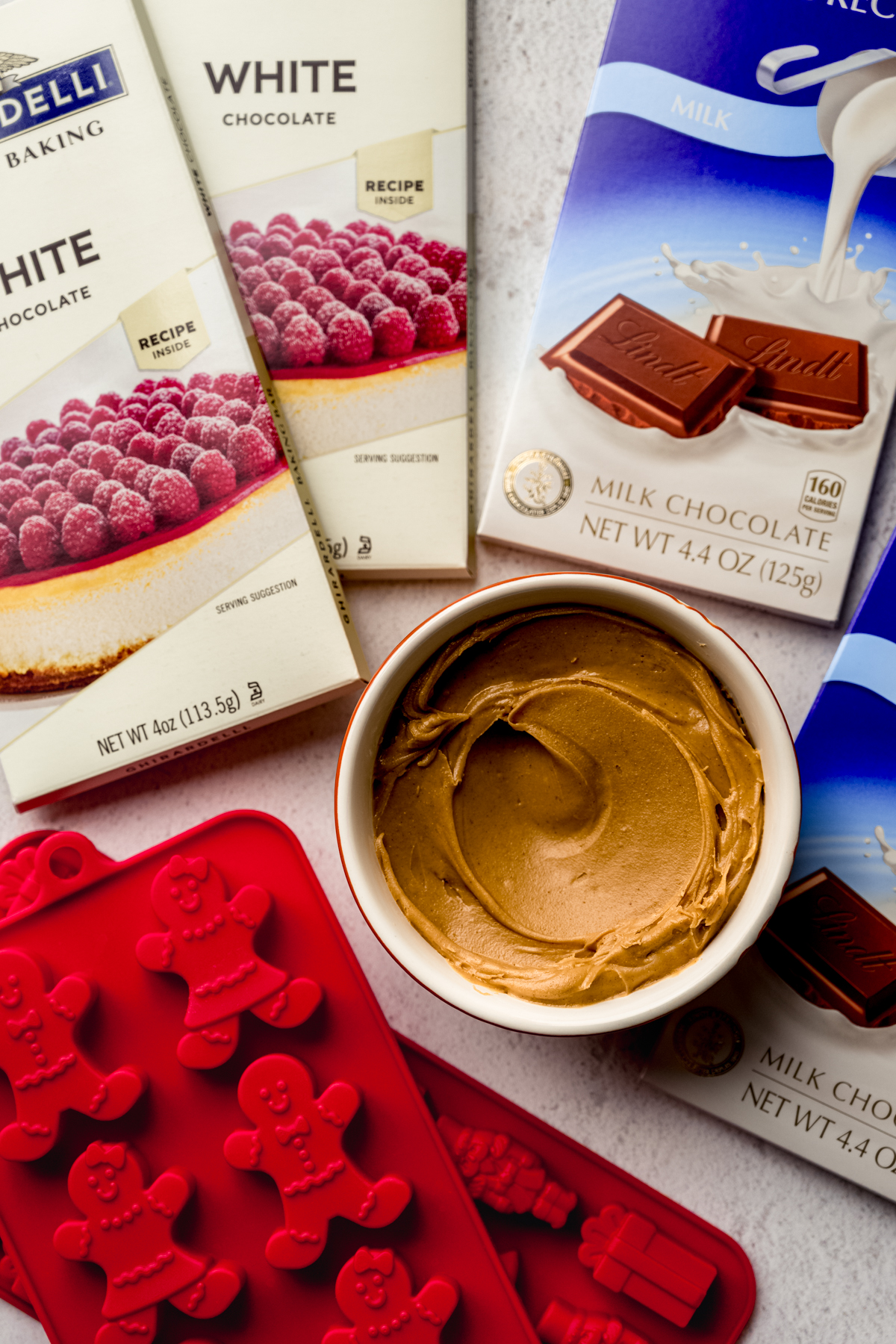 Aerial photo of ingredients to make peanut butter meltaways.