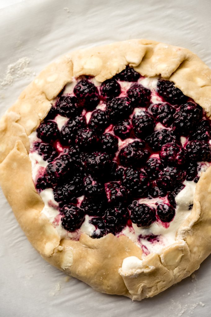 A blackberry galette before baking.