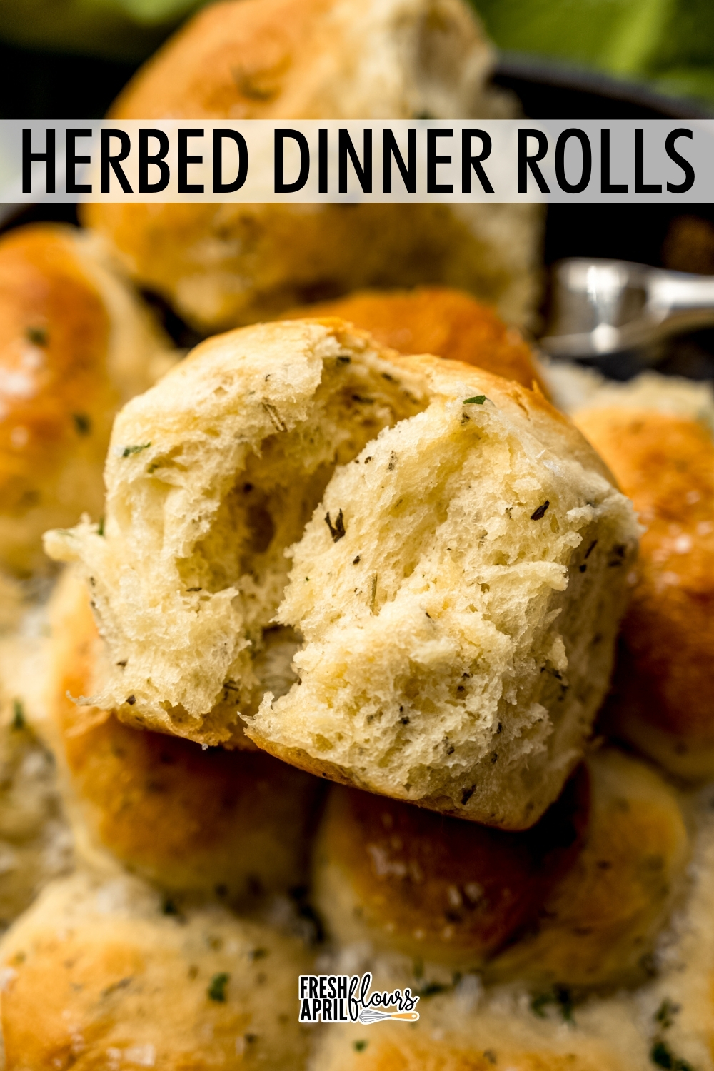 These soft, tender herbed dinner rolls take my favorite classic yeast rolls to the next level with rosemary, basil, parsley, and garlic. Brushed with melted butter and topped with flaky sea salt, they’re an easy, flavorful upgrade to traditional rolls. via @frshaprilflours