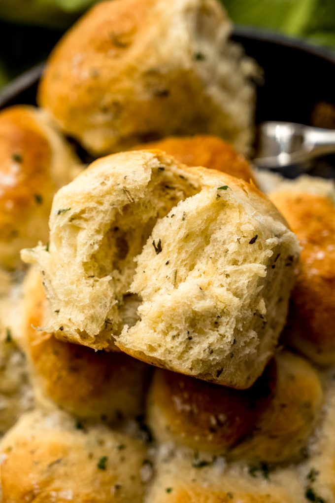 An herbed dinner roll.