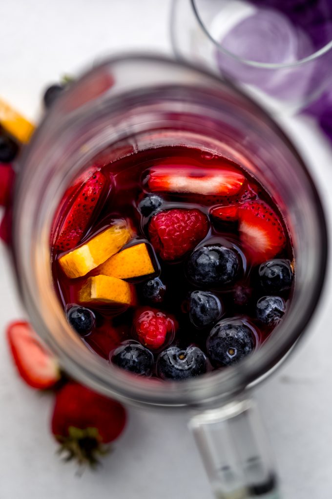 Aerial photo of tberry sangria.