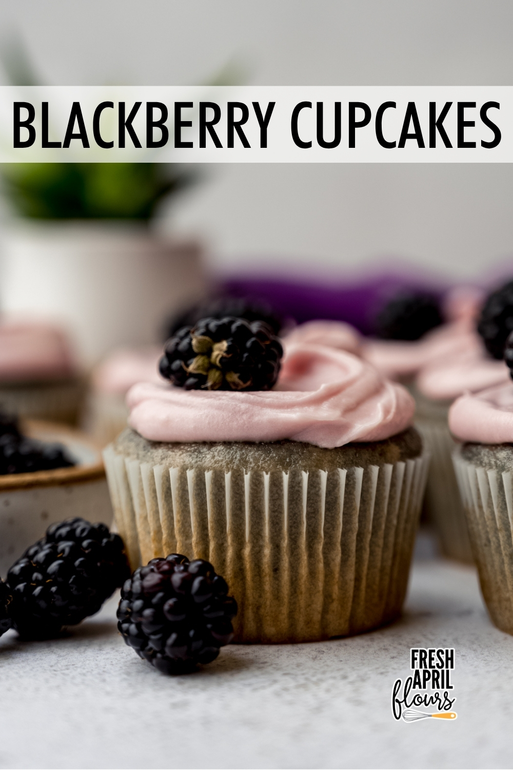 These fresh blackberry cupcakes start with my go-to vanilla cupcake base, subtly flavored with real blackberry juice and finished with a creamy blackberry cream cheese frosting. Garnish with a fresh blackberry for a simple yet elegant finish. via @frshaprilflours